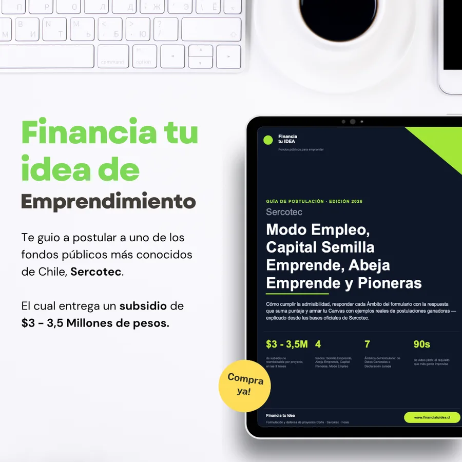 Portada de Guía: Modo Empleo, Semilla Emprende, Abeja Emprende o Pioneras - SERCOTEC