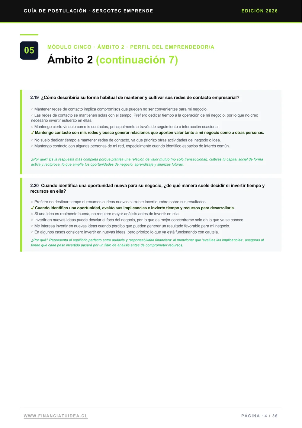 Página de ejemplo de la guía de SERCOTEC